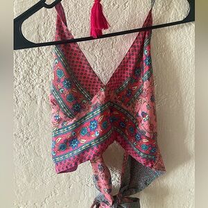 Womens tie back Halter top silky and reversible